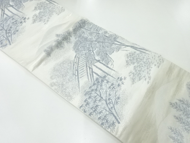 アンティーク　遠山に松笹模様織出し袋帯（材料）